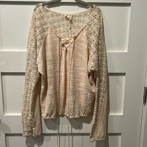 Anthropologie Meadow Rue, very detailed top, soft cream color
